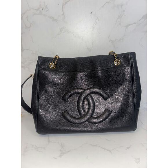 CHANEL Handbags - Chanel Black Leather Tote Bag - Good Condition